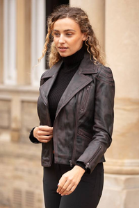 Veste de moto en polyester tricoté sur mesure pour femmes avec fermeture éclair et broderie, respirante et imperméable - Product Image 4