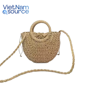 Bolsos elegantes ecológicos de primera calidad, bolsas duraderas de jacinto de agua con cierre de cuerda, venta al por mayor moderna de Vietnam Source - Product Image 4