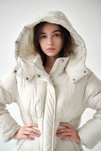 Custom <b>Men</b> <b>White</b> Hooded Puffer <b>Jacket</b> Winter Quilted <b>Jacket</b> Warm Insulated Outdoor <b>Jacket</b> Casual Streetwear Outerwear For Unisex - Product Image 6