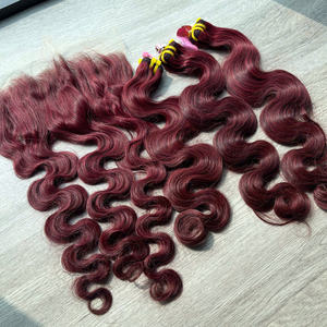 Luxury Body Wavy Hair Extensions <b>Burgundy</b> Color Hair For <b>Women</b> Wholesale Factory Price Cuticle Aligned Vietnamese Hair Trending - Product Image 6