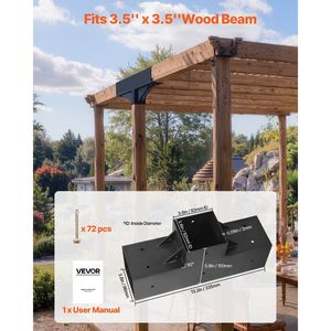 Kit de 4 piezas para pergola en forma de T, bricolaje, con tornillos de 3 vías para soporte de gazebo de 4x4 (tamaño real 3.5x3.5 pulgadas) para pabellón, pérgola, gazebo - Product Image 2