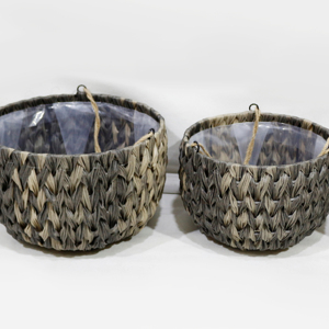 Nouvelle conception, ensemble de 3 pots suspendus ronds minimalistes faits à la main, écologiques avec poignées, pour le salon, le jardin et le rangement à domicile - Product Image 4