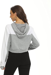 Sudadera lisa con logotipo personalizado para chicas adolescentes, ropa para correr de cintura alta, Top corto de algodón, conjunto con capucha de talla grande - Product Image 2