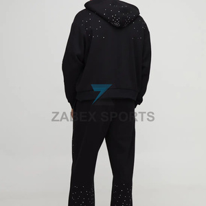 Sweat-shirt pour homme avec strass, design personnalisé, fournisseur de sweats à capuche personnalisés avec strass pour homme, mode haut de gamme - Product Image 3
