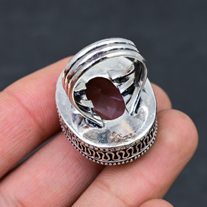 Magnifique bague en argent sterling 925 plaqué, sertie d'une kunzite rose taille ovale, faite à la main, de qualité supérieure, style vintage, très prisée - Product Image 4