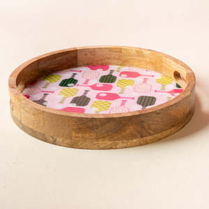 Plateau décoratif en bois émaillé imprimé pour servir du thé, du café et des collations - Product Image 6