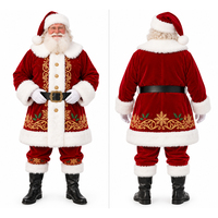 Ensemble de costume de Père Noël de qualité supérieure, costume de Noël en velours rouge, broderie dorée, entièrement personnalisable, unisexe, faible MOQ, vente en gros