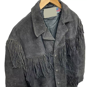 New Stylish Casual Featuring <b>Fringe</b> Button Tassel Leather Full Sleeve Autumn Regular Length Single Breasted Polyester Lining - Product Image 5