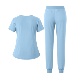 Ensemble de blouses et pantalons larges en tissu de coton tissé de qualité supérieure pour femmes, uniforme d'infirmière d'hôpital personnalisé - Product Image 2