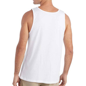 Men's <b>White</b> Sleeveless <b>Tank</b> <b>Top</b> With Turquoise And Beige Striped Pattern O-Neck Casual Wear 100% Cotton Breathable Knitted Style - Product Image 5