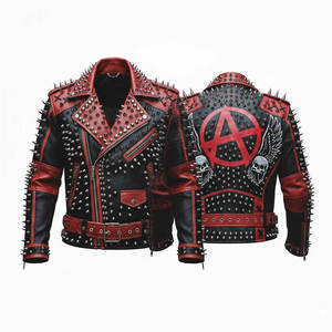 Men’s Punk Leather <b>Jacket</b> Studded Spiked Motorcycle Biker <b>Jacket</b> <b>Gothic</b> Rock Leather <b>Jacket</b> - Product Image 1