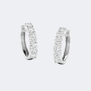 Pendientes de aro tipo Huggie con engaste de puntas compartidas y corte redondo de 1.00 CTW - Product Image 2