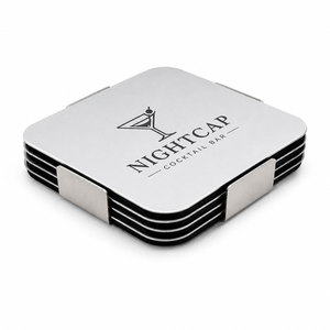 Brushed Finish 304 Steel Round Coaster – Non Slip Base Color Infill Engraving, Client Retention Gift & <b>Bar</b> Brand Activation Bulk - Product Image 4