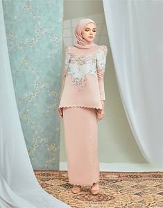 Baju Kurung Cotton Silk <b>Puff</b> Shoulder Embroideries Baju Kurung Modern Size Plus SIPO 2023 Eid Malaysia Muslim Women - Product Image 6