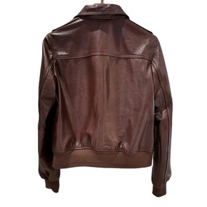 2024Top couche en cuir de vachette automne hiver nouveau style américain cire en cuir véritable mi veste en cuir vintage pour pilotes et femmes - Product Image 6