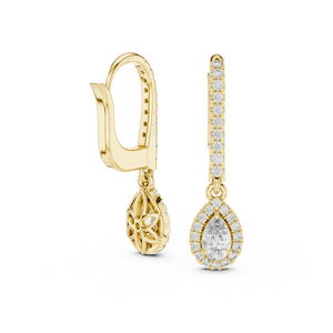 IMPERIAL SHINE DROPS LAB GROWN DIAMOND HOOP EARRING SET IN 18KT YELLOW GOLD <b>FOR</b> ENGAGEMENT WEDDING VALENTINE <b>GIFT</b> EVERYDAY WEAR - Product Image 2