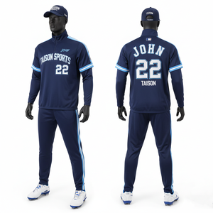 Conjunto Deportivo Rojo para Hombre, Traje de Entrenamiento de Béisbol, 240GSM, Poliéster de Alto Rendimiento, Paneles de Manga con Rayas, Nombre, Número y Logotipo Personalizables - Product Image 3