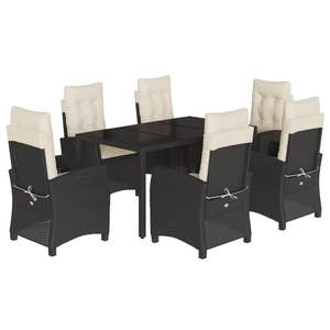 Conjunto de Comedor Grande para Jardín en Ratán Sintético Negro, Mesa y Sillas Elegantes para Exteriores - Product Image 2