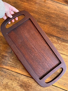 Plateau de service rectangulaire en bois massif de luxe avec poignées, fait main, pour le petit-déjeuner, le thé, le café, la nourriture, l'hôtel, le restaurant - Product Image 3