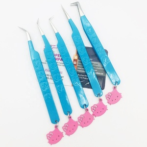 Nuevas pinzas de Hello Kitty, pinzas para pestañas listas para enviar, pinzas de extensión de pestañas con logotipo de visón de acero inoxidable Hello Kitty - Product Image 4