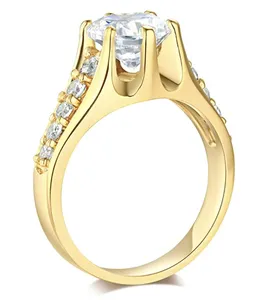 แหวนหมั้นมอสซาไนต์ทรงกลม 3.75 กะรัต แหวนทองคำขาว 14K ทรงมงกุฎสูง - Product Image 3