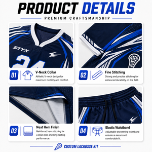 Uniforme de lacrosse durable avec logo personnalisé, nom de l'équipe, séchage rapide, anti-plis, 100 % polyester, sublimation - Product Image 3