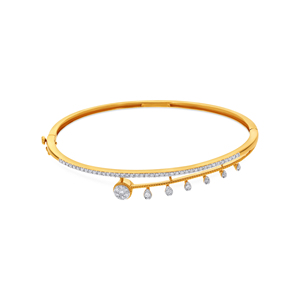 Elegant Diamond Drop Charm Gold <b>Bangle</b> <b>Bracelet</b> for Women | Modern Dangle Diamond <b>Bracelet</b> | Everyday Luxury Fine Jewelry - Product Image 2