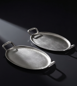 Plateau ovale en métal texturé au design moderne, idéal pour la cuisine et la salle à manger – Fournisseur pour commandes en gros - Product Image 2
