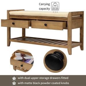 Scarpiera con comodo sedile e cassetti di stoccaggio ingresso panca di stoccaggio nel vecchio pino multiuso - Product Image 6