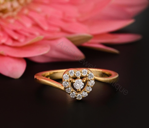 Heart Diamond Ring 0.25 Ct <b>Cluster</b> Engagement Romantic Gold Promise Dainty Minimal Bridal Jewelry - Product Image 1