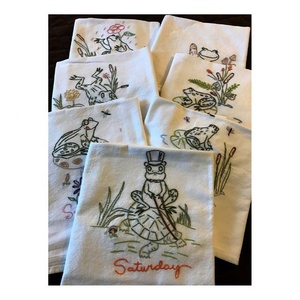 Conception effrayante Adorable citrouille Design plat brodé à la main sac de farine de golf serviettes Halloween torchons fournitures de décoration de cuisine - Product Image 4