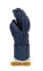Blue MMA Gloves PU Leather Half Finger Boxing Training with <b>Velcro</b> Wrist Support - Product Image 2