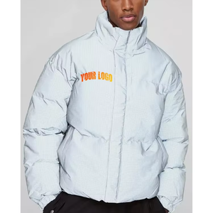 Shiny 650-<b>Fill</b> Cotton Canvas Bomber <b>Jacket</b> with Front Logo for Winter <b>Men</b> - Product Image 2