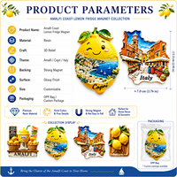 Aimant de réfrigérateur en résine 3D personnalisé, souvenirs touristiques de la côte d'Amalfi en Italie, aimant de réfrigérateur en forme de fruit, fabricant d'aimants de réfrigérateur