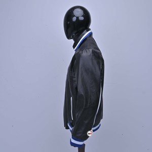 Wholesale Men's Genuine Leather Bomber <b>Jacket</b> Heated Moto <b>Biker</b> Style Turn-down Collar Zipper Front Color Blocking Winter - Product Image 3