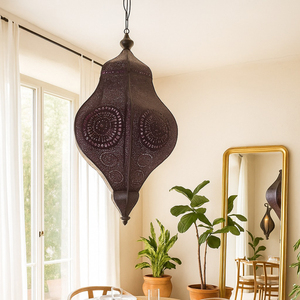 Lampe de table décorative vintage marocaine, qualité supérieure, décoration d'intérieur, lanterne marocaine faite à la main, porte-bougie tealight, marron - Product Image 2