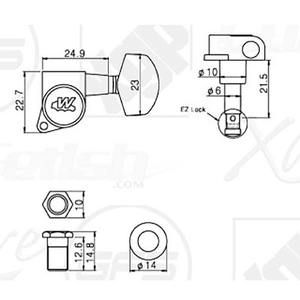 Afinadores de Bloqueo Wilkinson EZ-LOK para Guitarra Eléctrica E27BB, Dorados, 3x3, Hechos en Corea, Accesorios y Piezas para Guitarra - Product Image 3