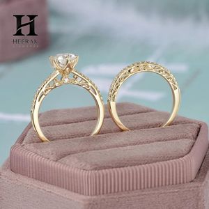 Anillo de Compromiso Moderno con Corte Redondo, Doble Capa, Micro Pavé, Anillo de Aniversario, Oro de 10K/14K, Joyería Personalizada - Product Image 5