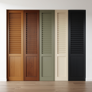 High End Wooden Louvered Door Panels with Rustic Farmhouse Aesthetic for Interior Living and Storage Solutions - Product Image 1