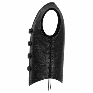 Chaleco de Lona Negro al Por Mayor a Precio Económico, Cuello en V, Cintura Ajustable, Ropa Exterior Informal - Product Image 3