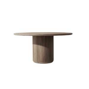 Modern Coastal <b>Outdoor</b> Dining <b>Table</b> Solid Teak Wood Circular Tabletop <b>Rounded</b> Edge Durable Construction for Garden Terrace - Product Image 3
