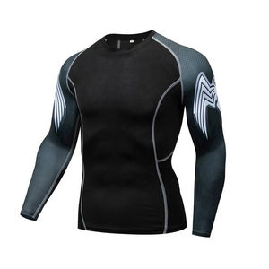 T-shirt de compression uni personnalisé de haute qualité pour hommes adultes, Rashguard léger à manches longues pour hommes - Product Image 2