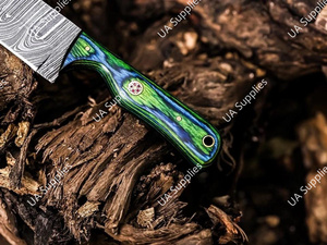 มีดเหล็กดามัสกัสลายบิดเกลียว ด้ามตรง สำหรับล่าสัตว์และตั้งแคมป์กลางแจ้ง ปรับแต่งได้ตามต้องการ รองรับ OEM/ODM ด้ามไม้ปักก้า - Product Image 4