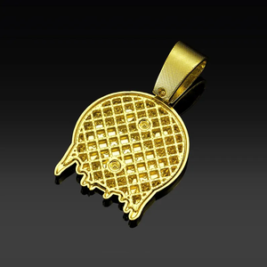 Pendentif Tête de Mort Sertie de Diamants Moissanite avec Chaîne Maille Cubaine, Plaqué Argent Rhodié, Collier Hip Hop pour Homme - Product Image 3