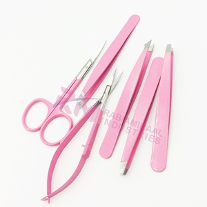Pince à épiler pour sourcils RMI de haute qualité, couleur rose avec revêtement poudré et pointe argentée - Product Image 1