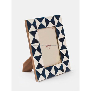 Elegant Deep Blue Square Wooden <b>Photo</b> <b>Frame</b> With Resin Inlay Finish Handcrafted Decor <b>Frame</b> For Home Office - Product Image 3