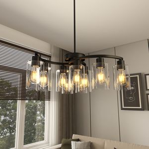 Lampadario a sospensione industriale moderno a 9 luci nero, regolabile in altezza, per isola cucina, stile rustico, per lampadari e luci a sospensione - Product Image 1