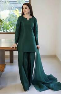 Farshi Shalwar Hand-embroidered Pakistani Traditional Wedding Dress Women Ethnic Cultural Fashion Salwar Kameez Crepe <b>Silk</b> Quick - Product Image 4