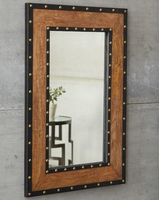 Miroir mural long sculpté artisanal moderne et écologique FLORAL DESIGN FD-2622 en bois, à suspendre, encadré, pour Noël/Meilleurs vœux - Vente en gros