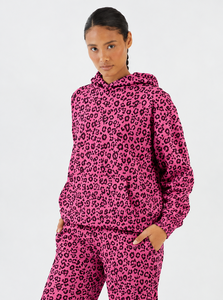 Conjunto Deportivo Premium de 2 Piezas con Estampado de Leopardo Rosa para Mujer, Sudadera Holgada y Pantalones Jogger Casuales para Ropa de Calle - Product Image 3